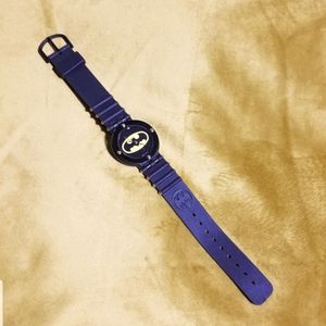 Batman Analog Watch by Quintel (1989) Black Studded Rubber Wristband